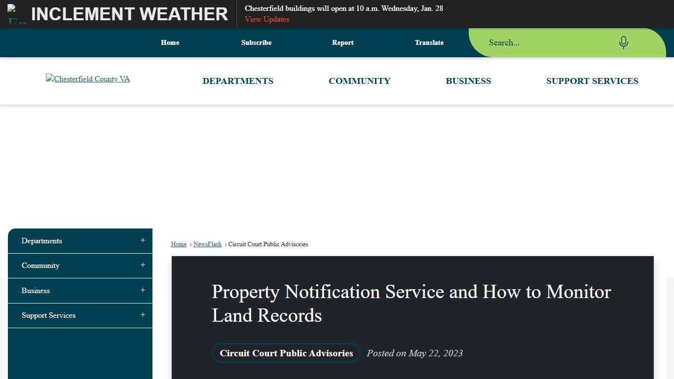 Property Notification Service and How to Monitor Land Records • Chesterfield County, VA