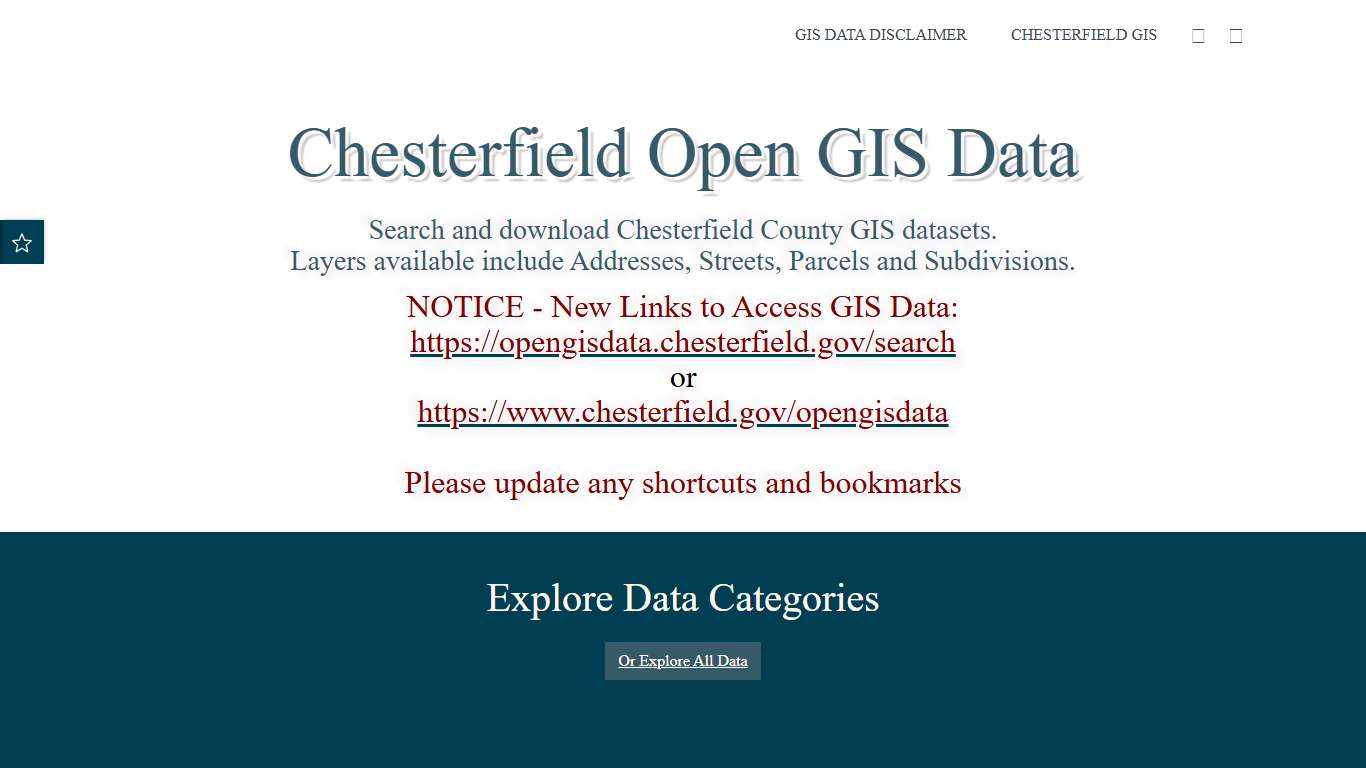 Chesterfield Open GIS Data