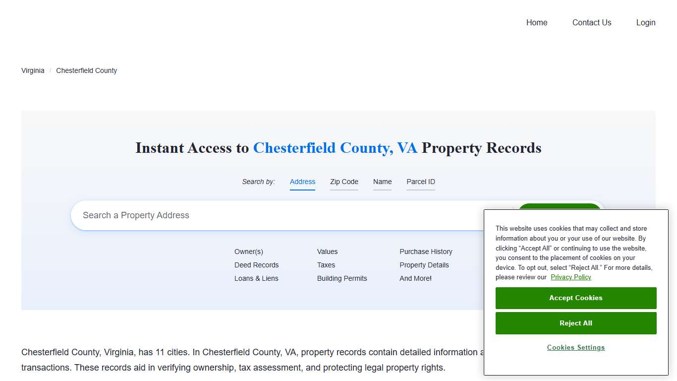 Chesterfield County, VA Property Records Owners, Deeds, Permits